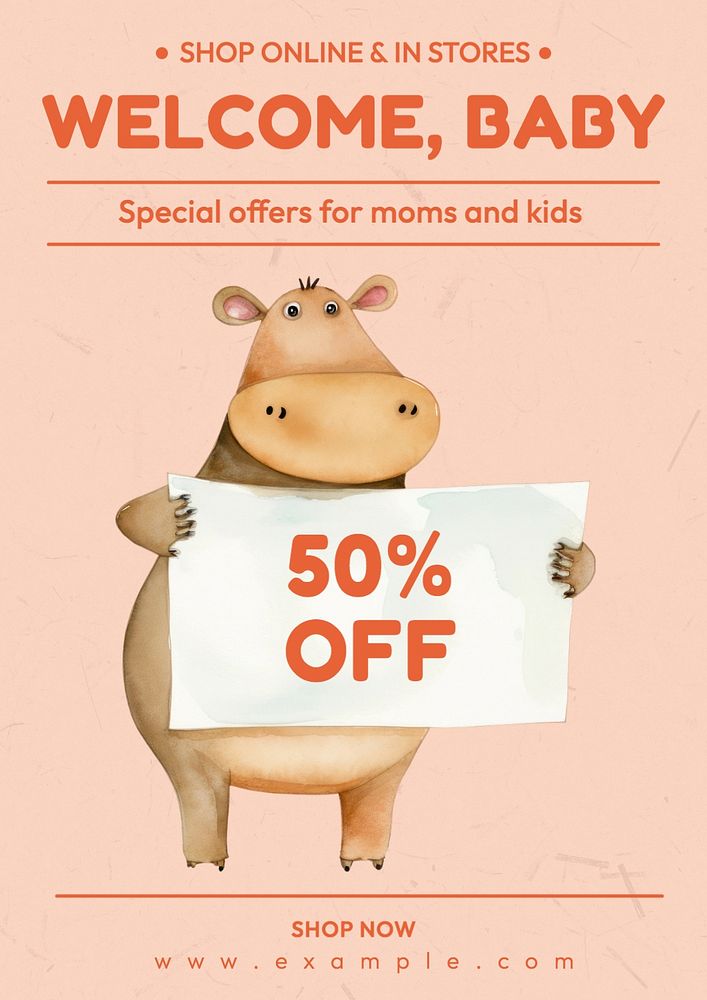 Mom & kid special offer poster template