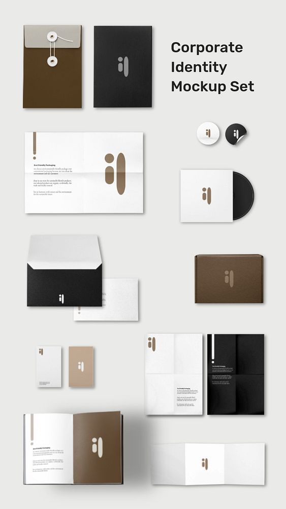 Editable professional corporate identity mockup remix set