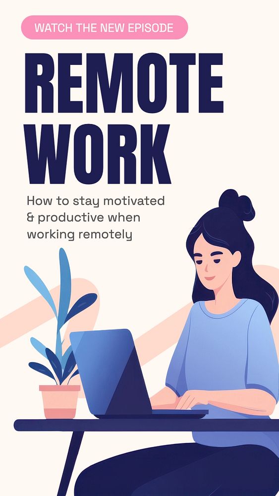 Remote work Facebook story template