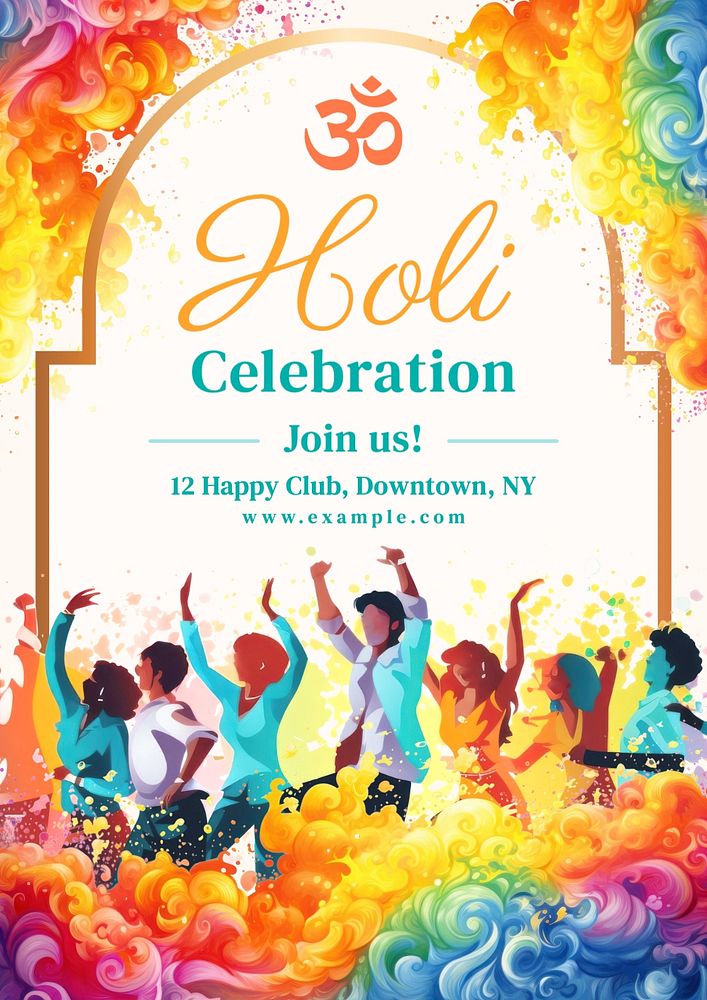 Holi celebration poster template