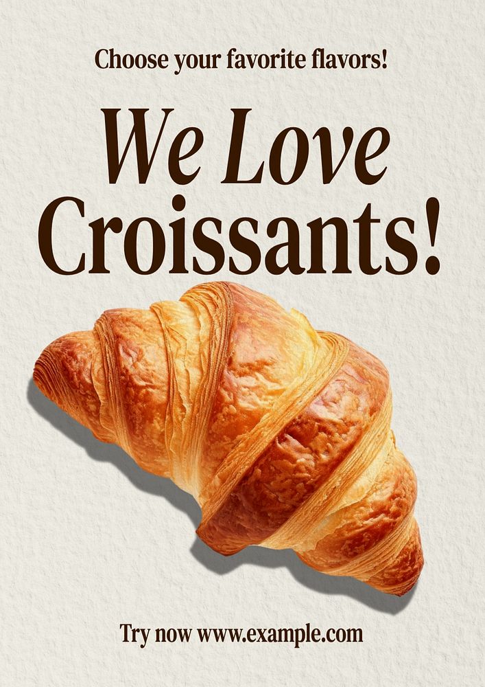 Croissant bakery shop poster template