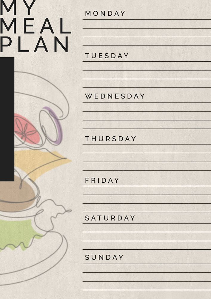 Meal planner template, editable design