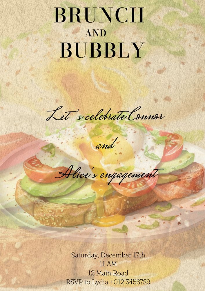 Brunch and bubbly poster template