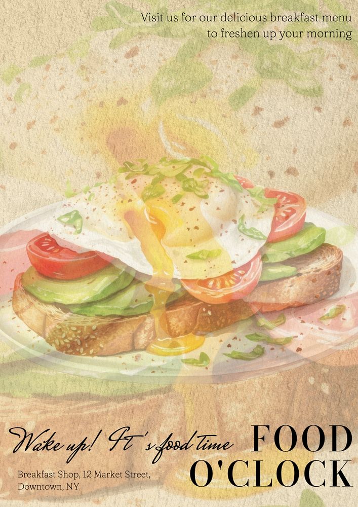 Food & breakfast time poster template