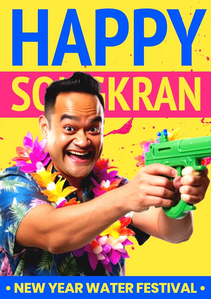 Songkran festival poster template