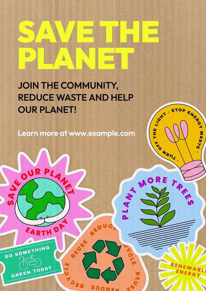 Save the planet poster template