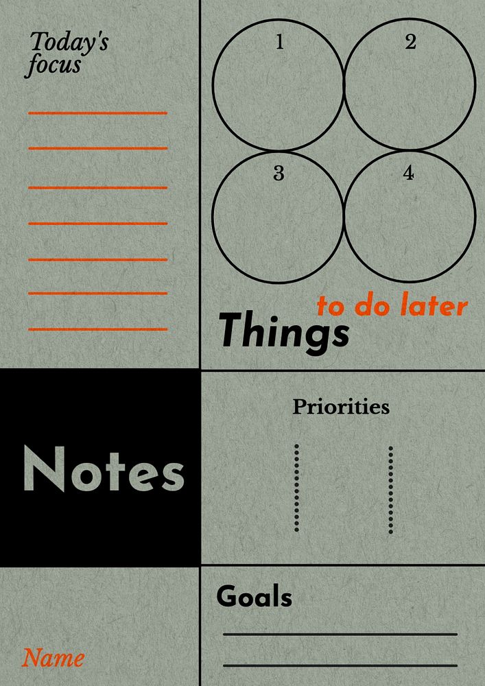 Daily notes planner template, editable design