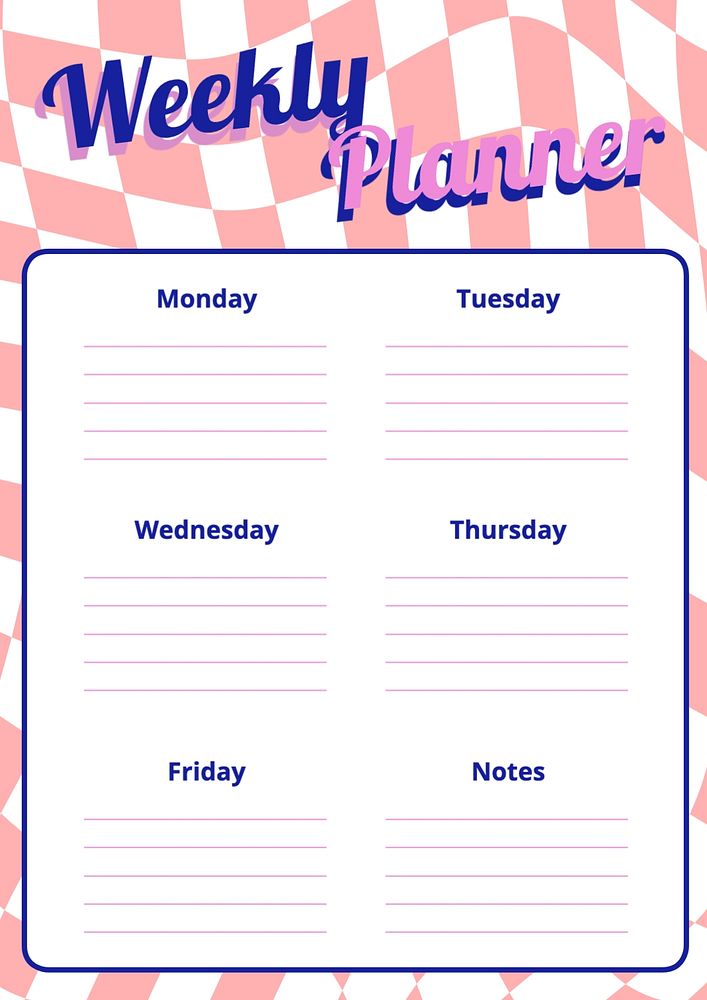 Weekly planner template, editable design