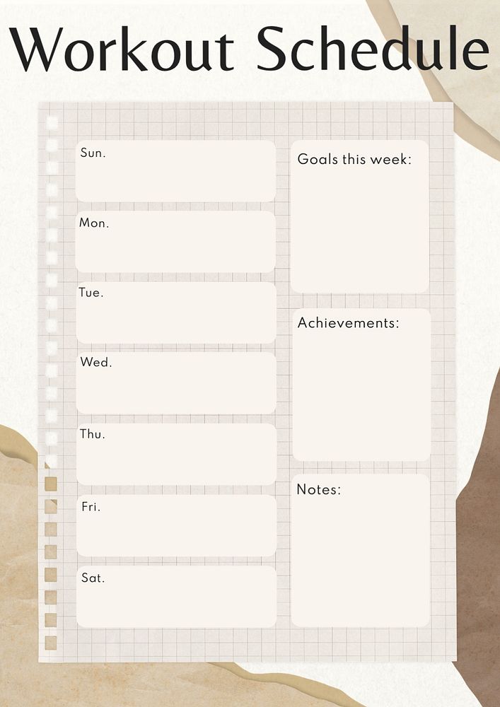 Workout schedule planner template, editable design