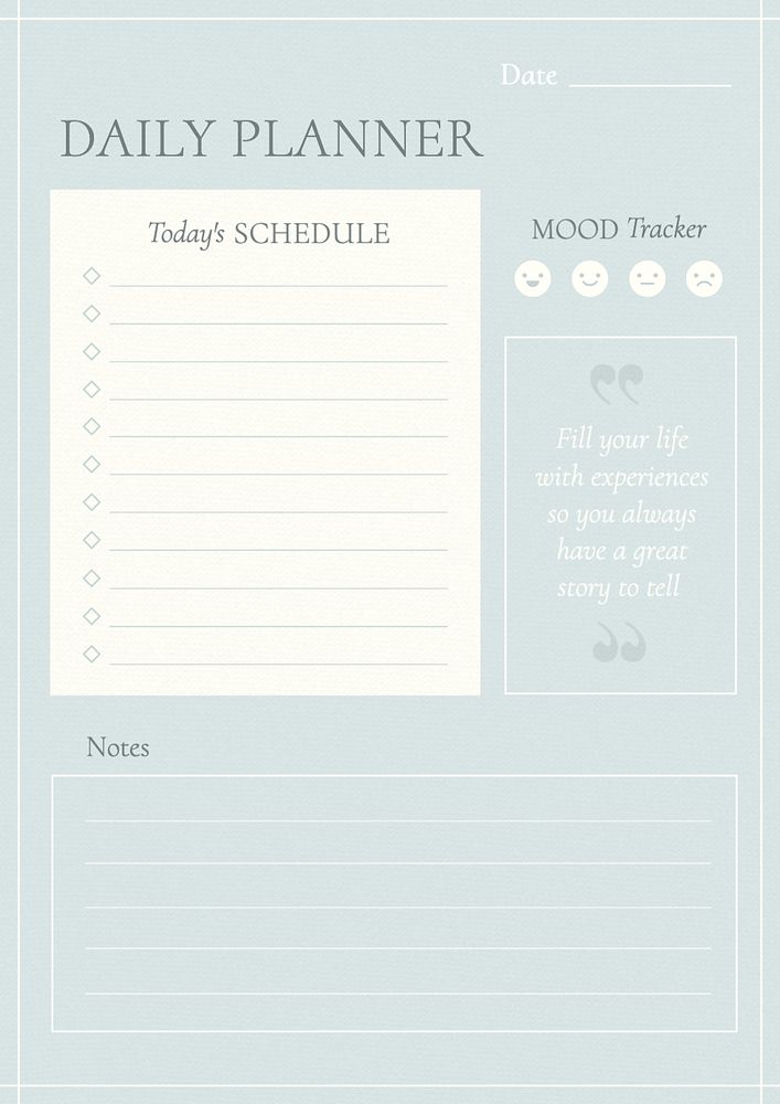 Daily planner template, editable design