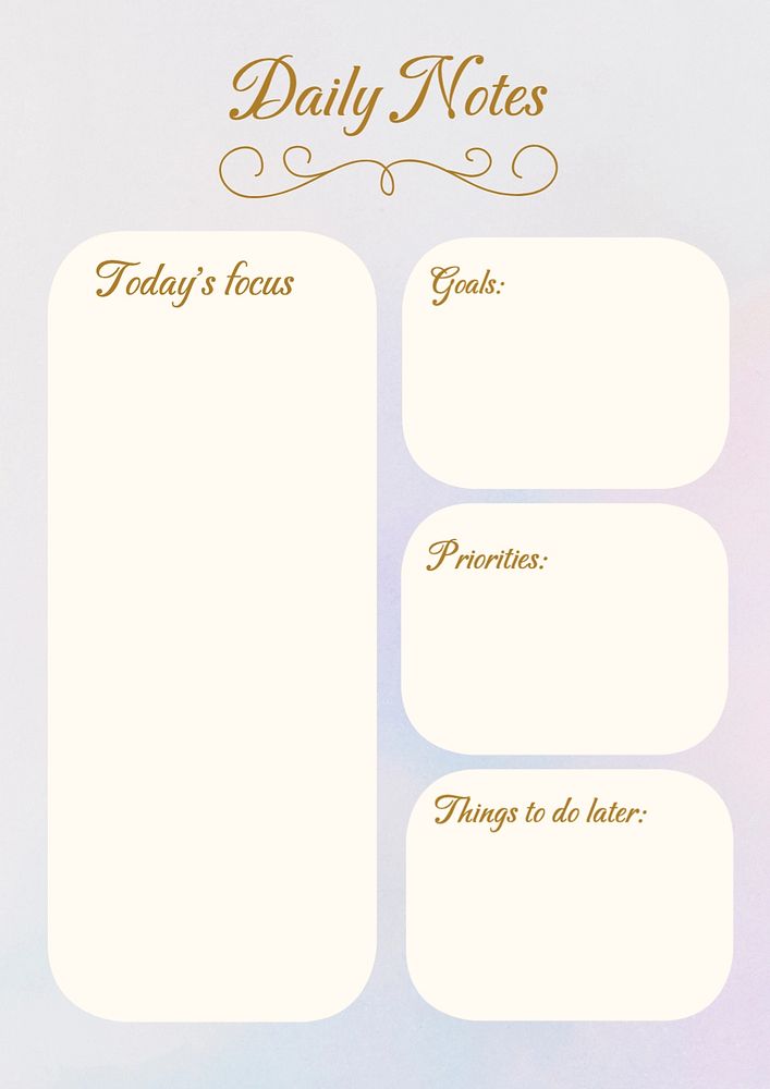 Daily notes planner template, editable design