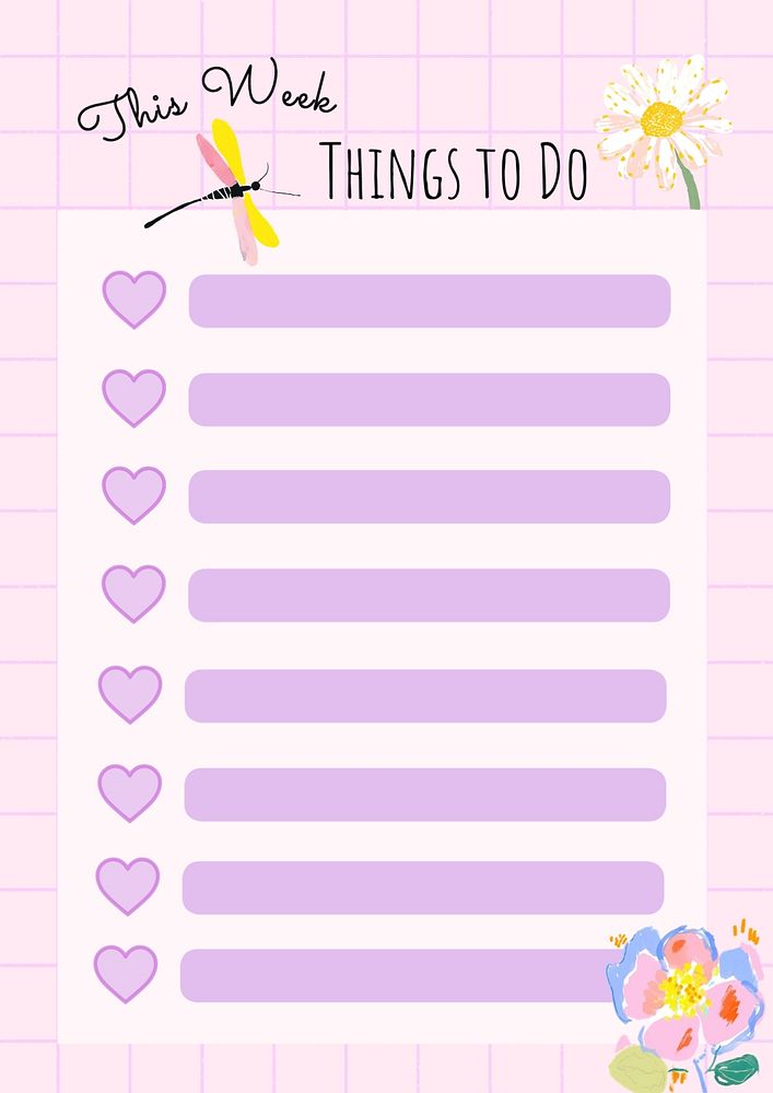 Things to do planner template, editable design