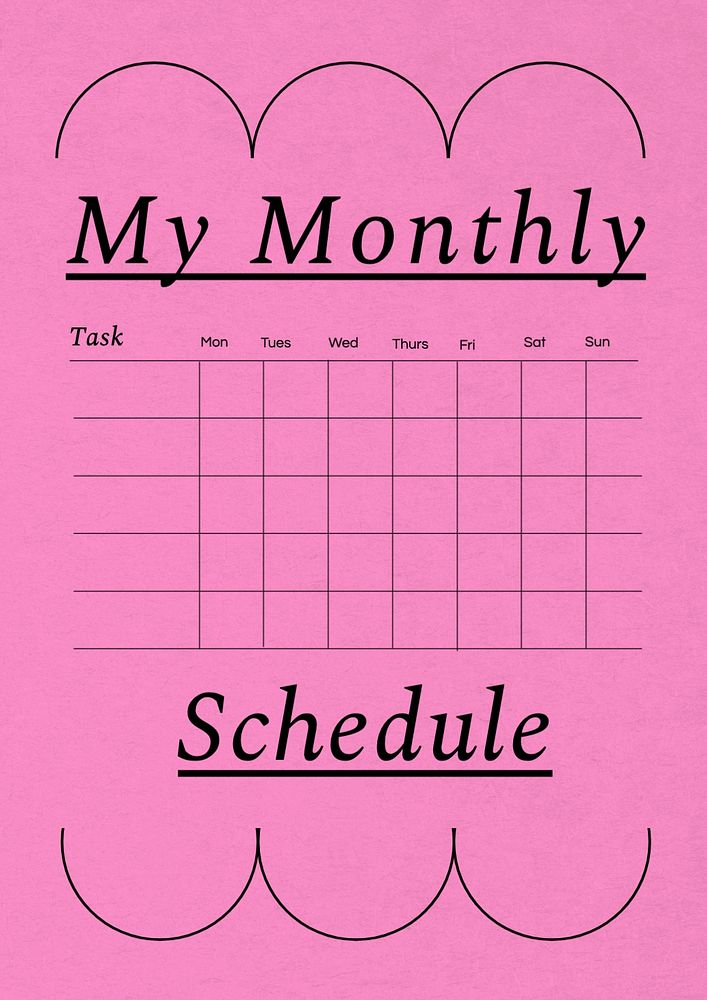 Monthly schedule planner template, editable design