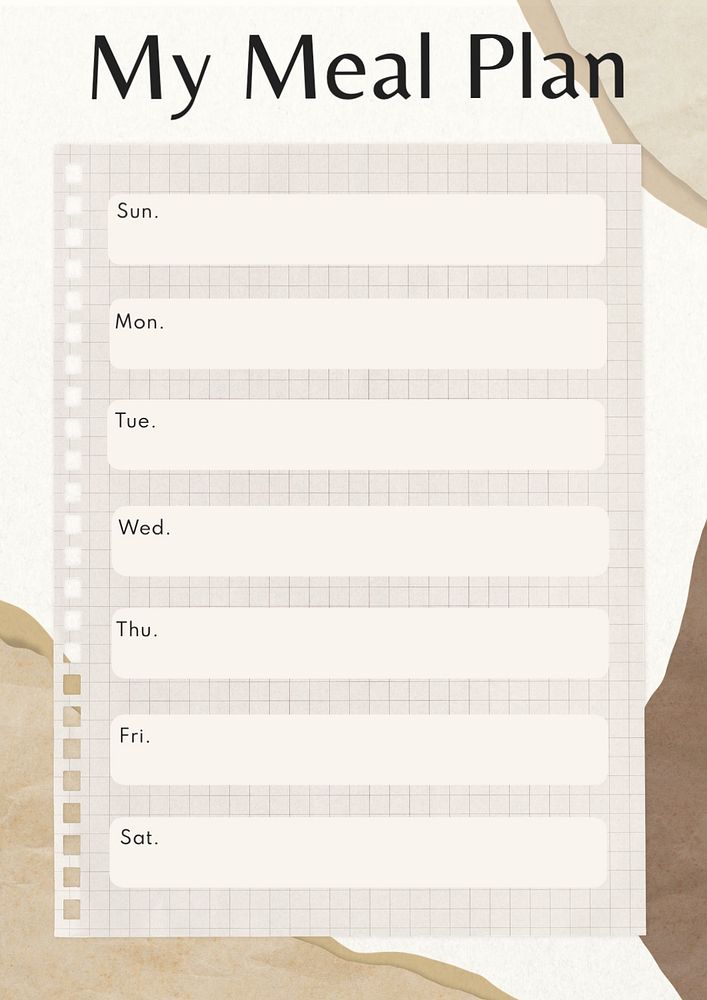 Meal planner template, editable design