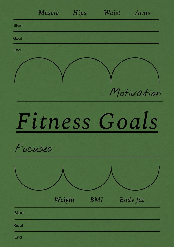 Fitness goals planner template, editable design