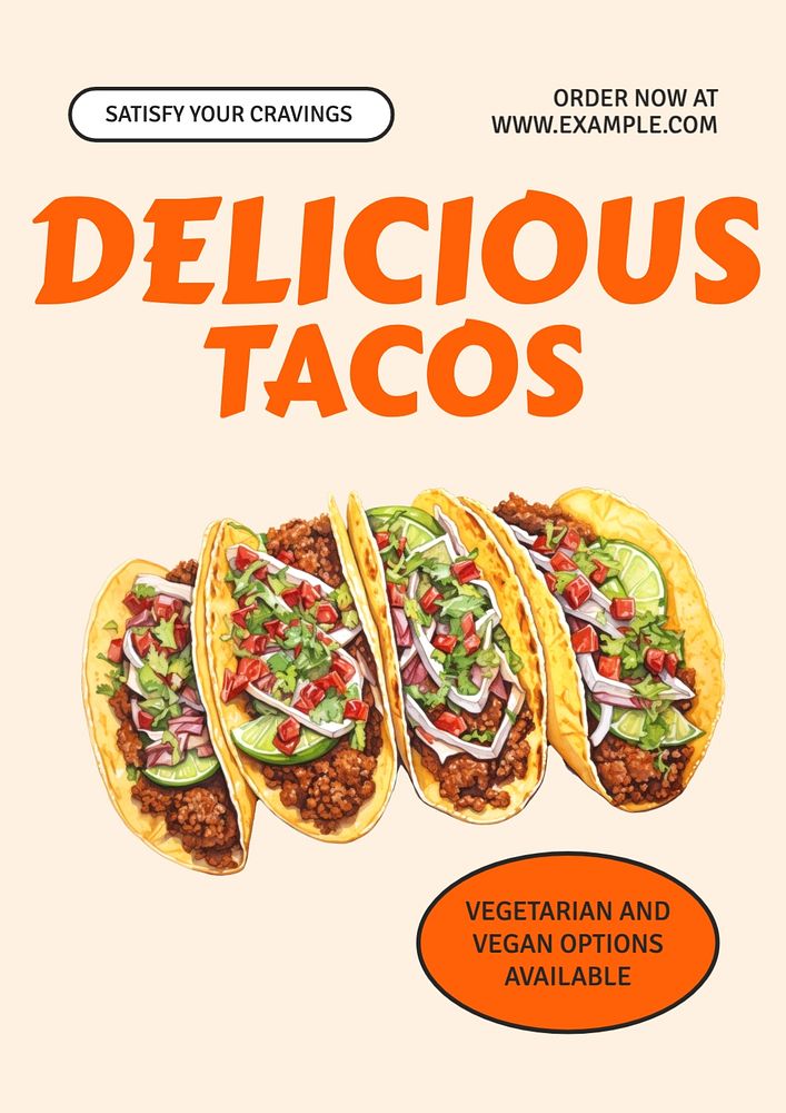 Delicious tacos poster template