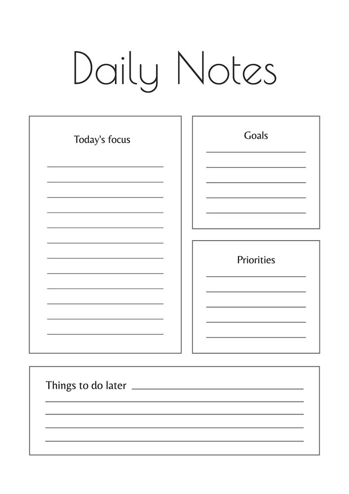 Daily notes planner template, editable design