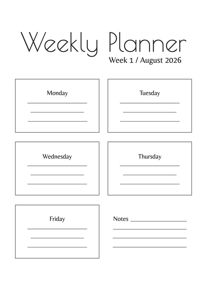 Weekly planner template, editable design