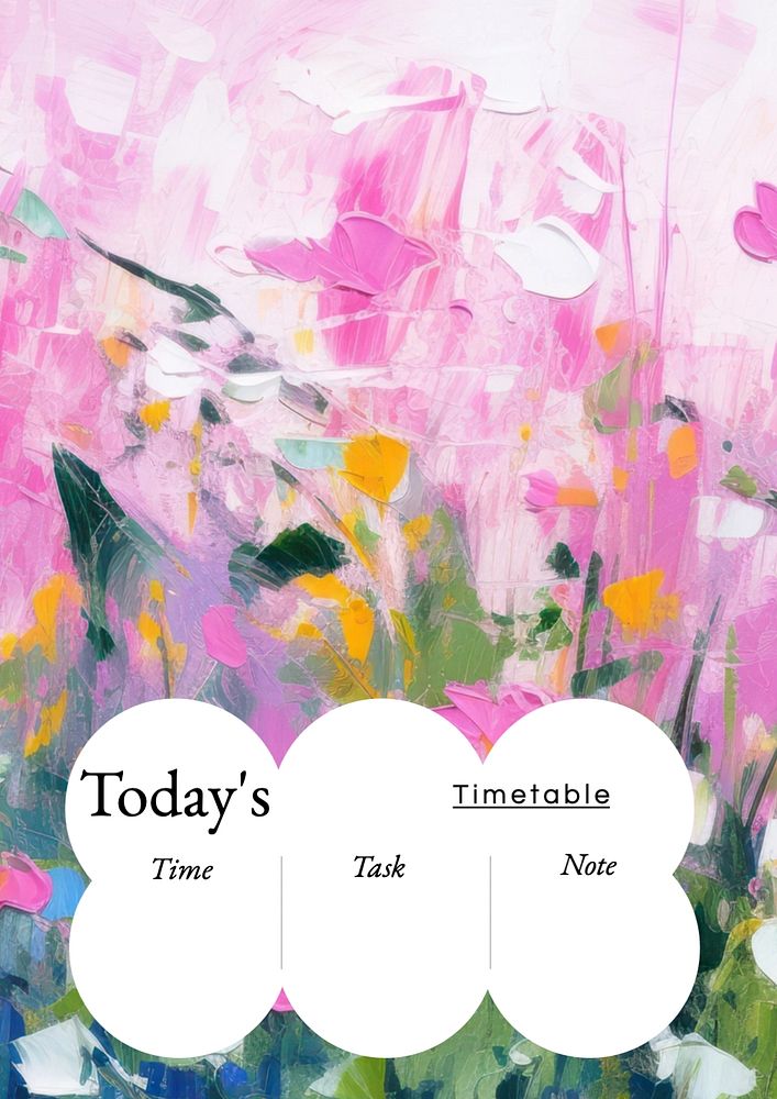 Today's timetable planner template, editable design