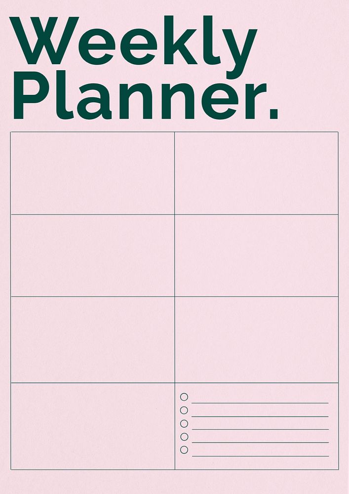 Weekly planner template, editable design