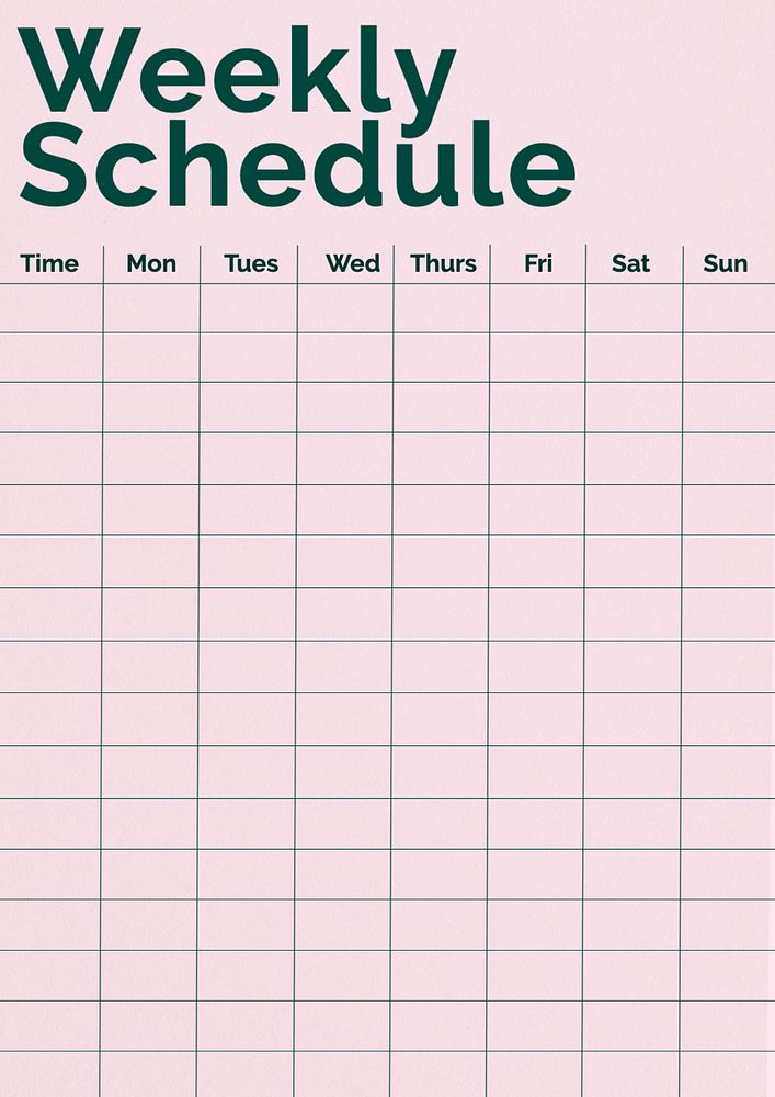 Weekly schedule planner template, editable design