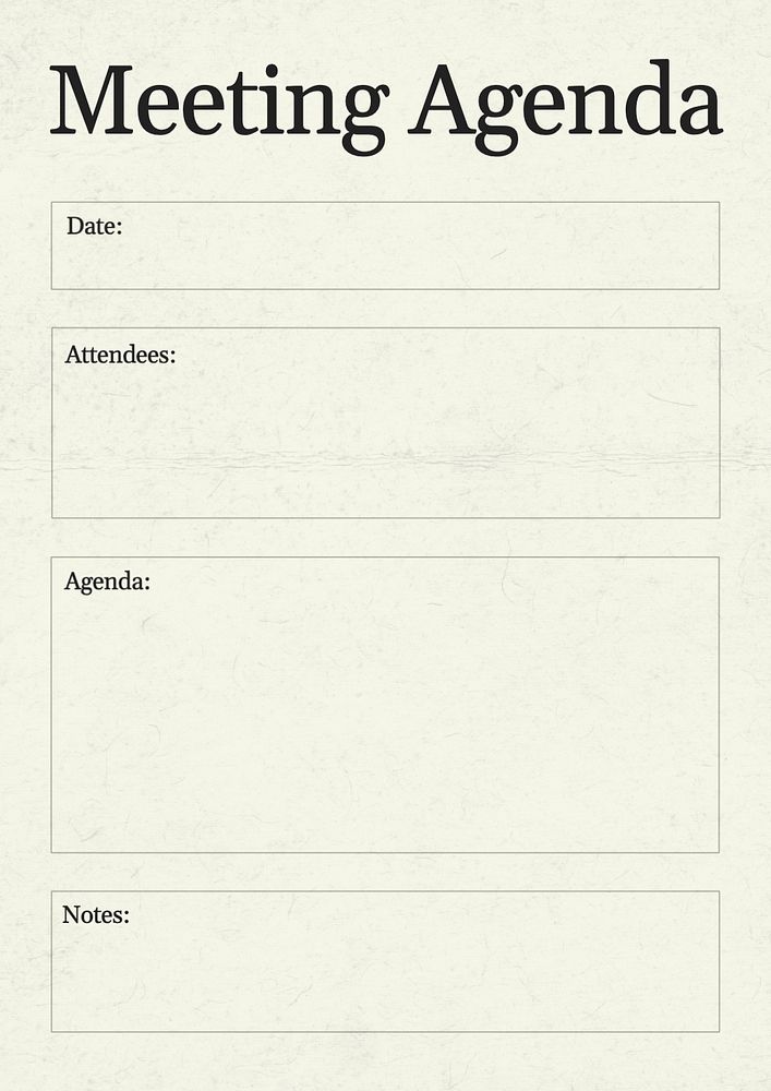 Meeting agenda planner template, editable design