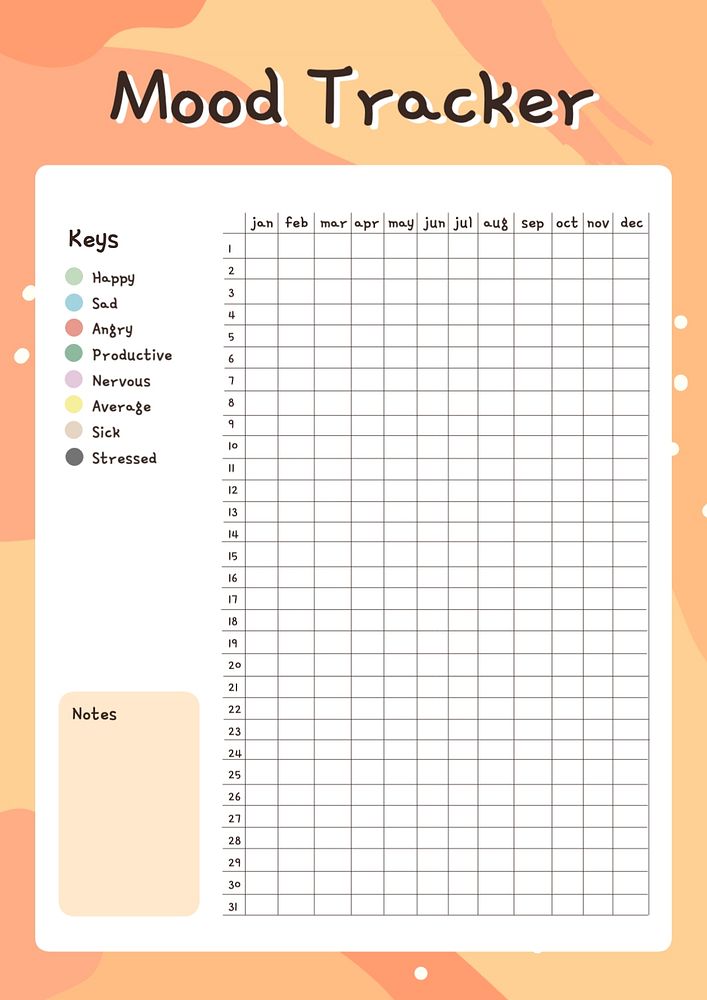 Mood tracker planner template, editable | Free Editable Template - rawpixel