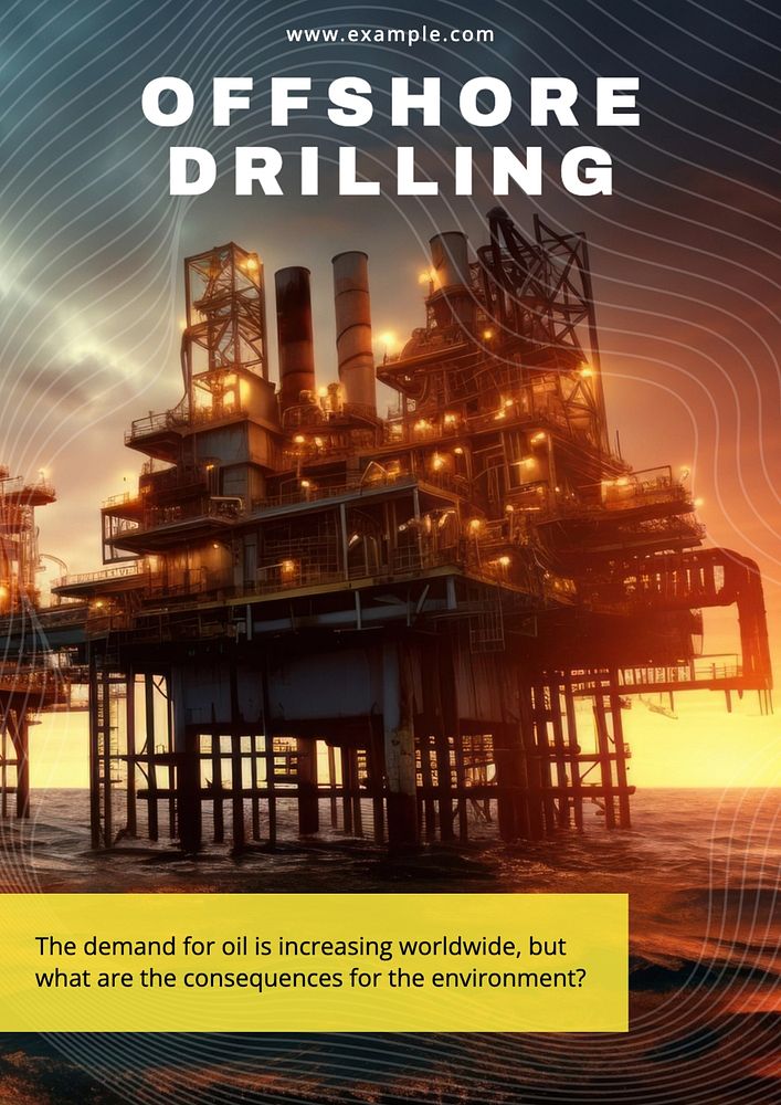 Offshore drilling poster template,  editable text