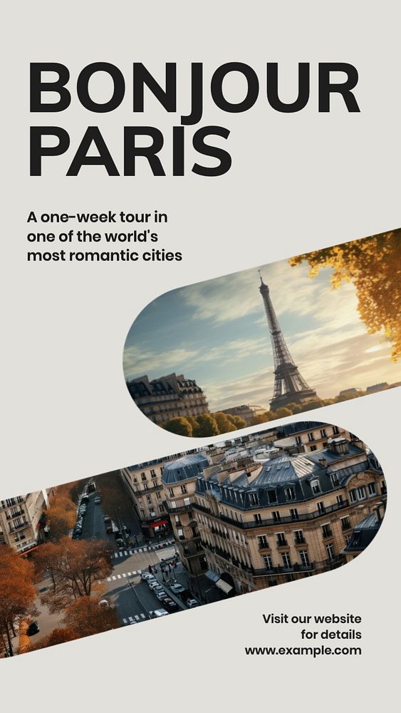 Paris travel Instagram story template, editable text