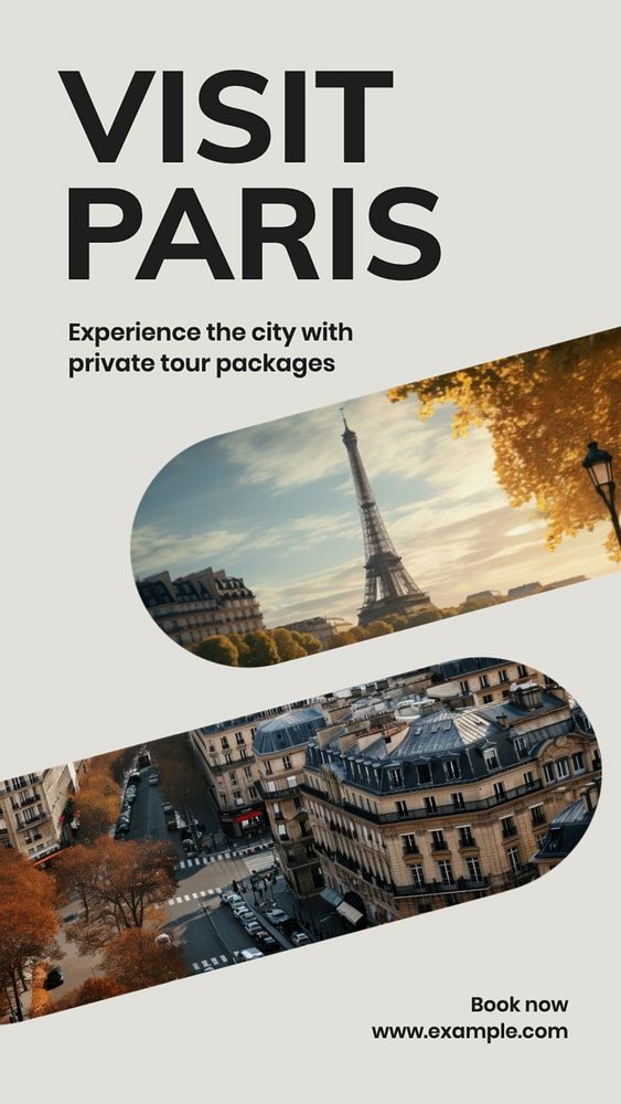 Paris private tour Instagram story template, editable text