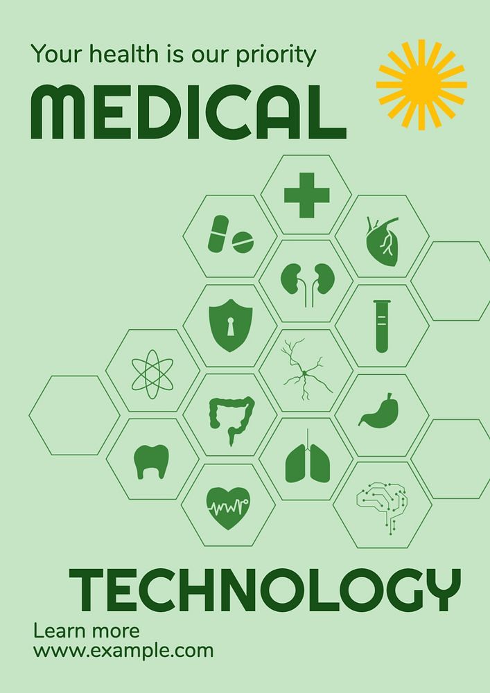 Medical technology  poster template, editable text and design