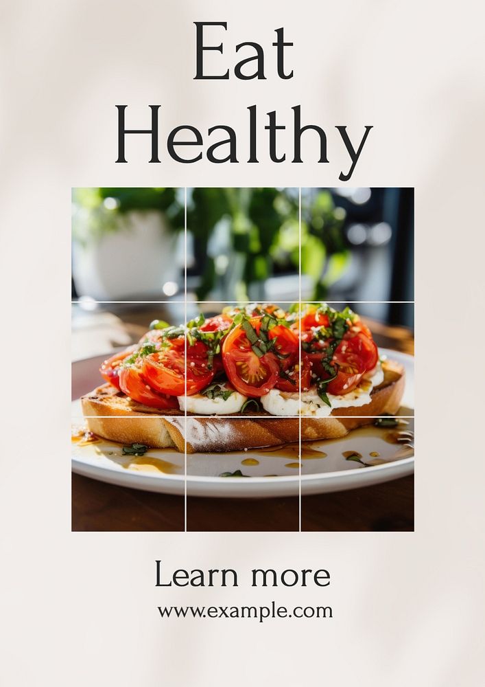 Eat healthy  poster template, editable text and design