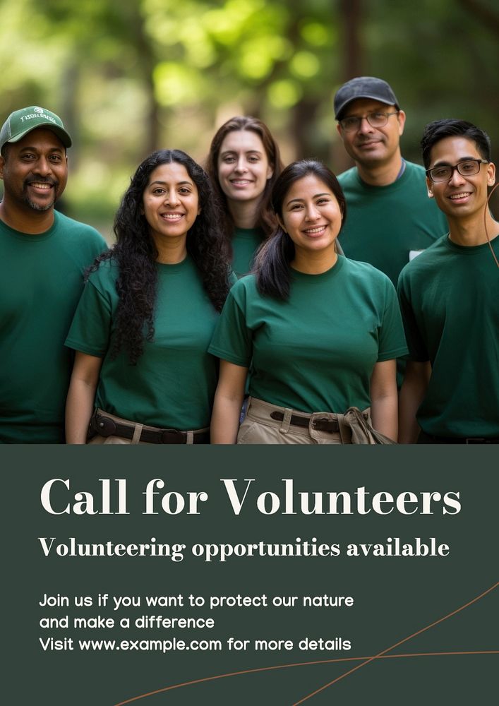 Call for volunteers poster template, editable text and design