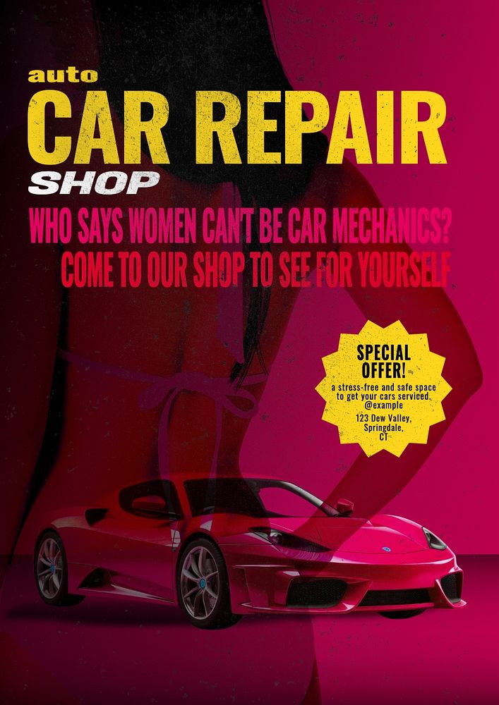 Car repair shop poster template and design