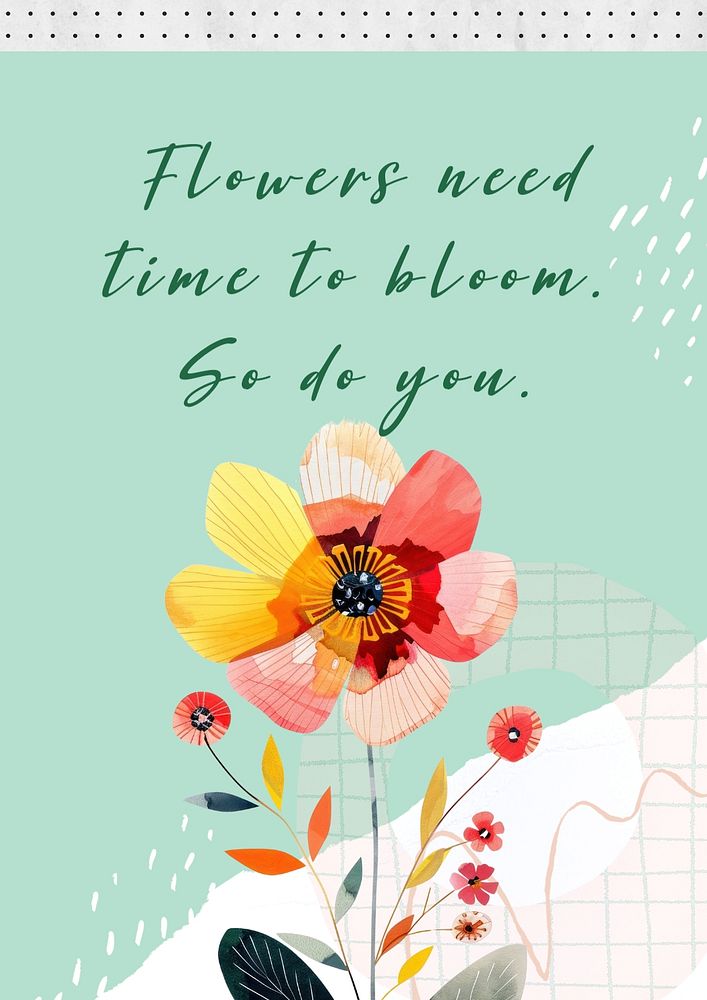 Flower & motivational quote poster | Premium Editable Template - rawpixel