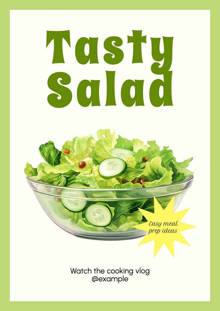 Salad prep poster template, editable text and design