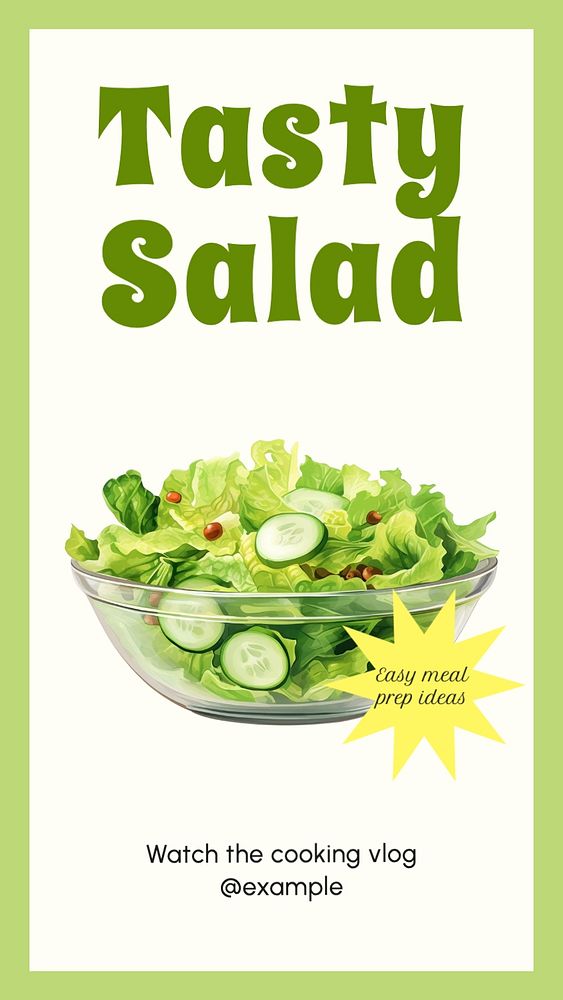 Salad prep Instagram story template, editable text