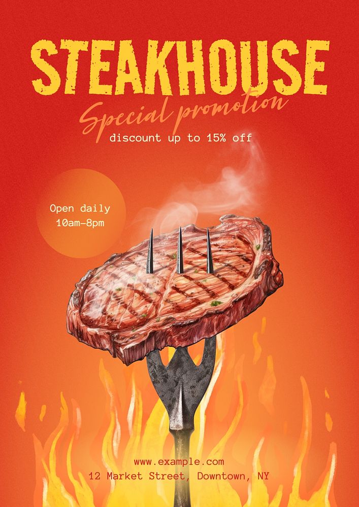 Steakhouse restaurant poster template