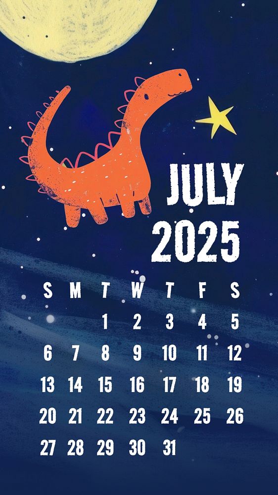 July 2025 calendar mobile wallpaper Premium Editable Template rawpixel