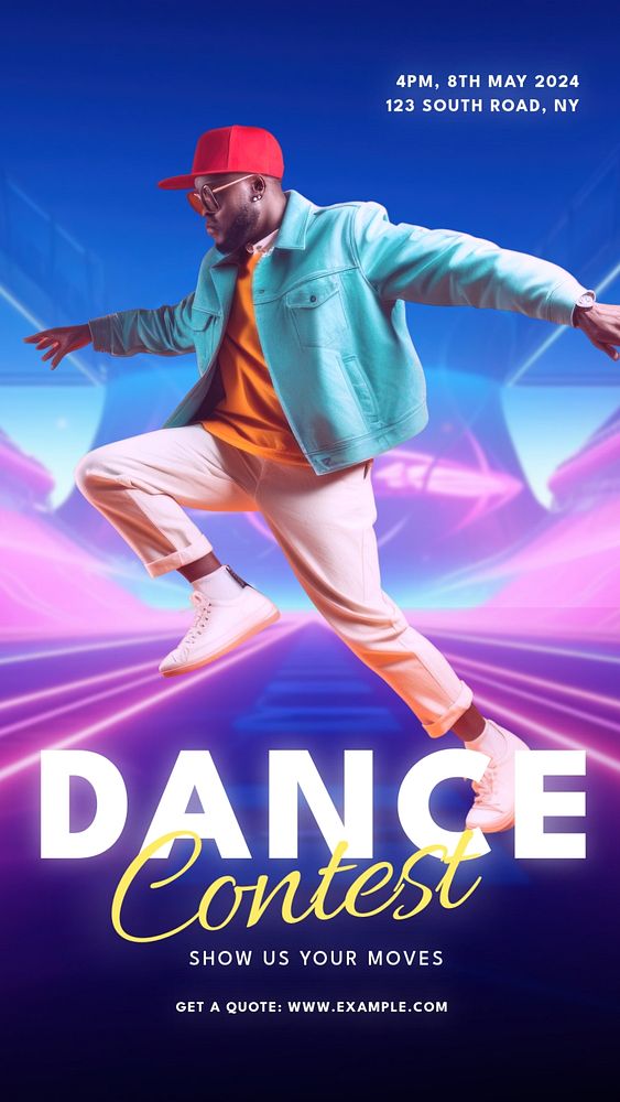 Dance contest Instagram story template, editable text