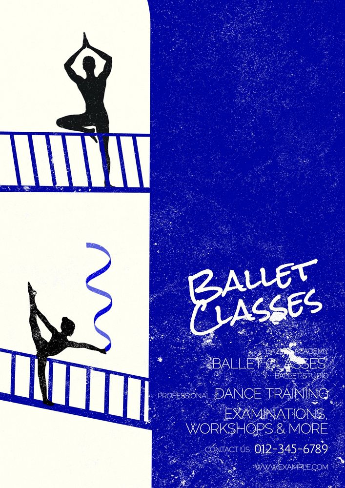 Ballet classes poster template, editable text and design