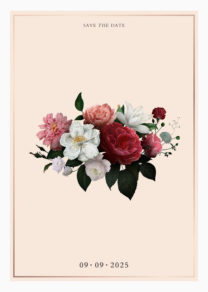 Floral wedding invitation card template