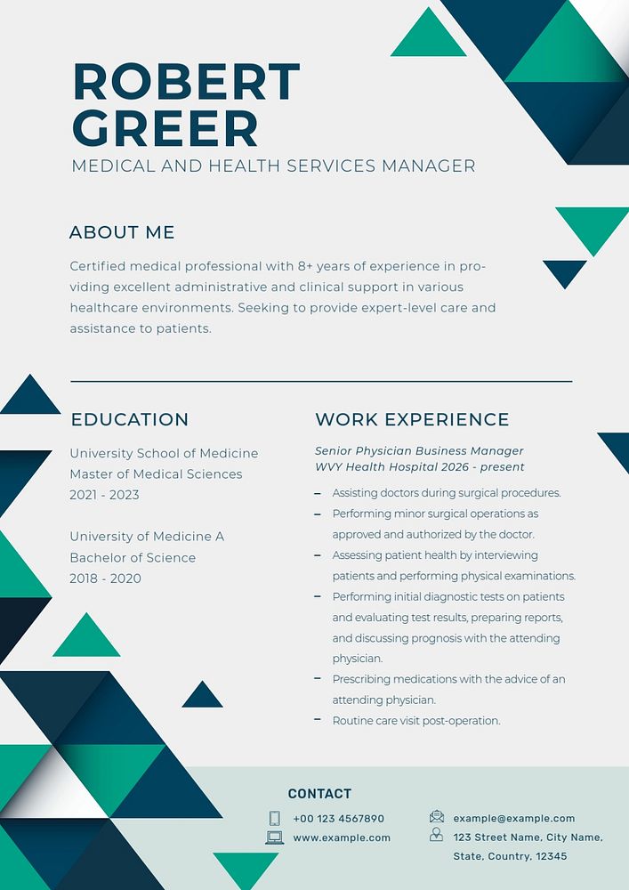 Modern geometric resume template, editable text