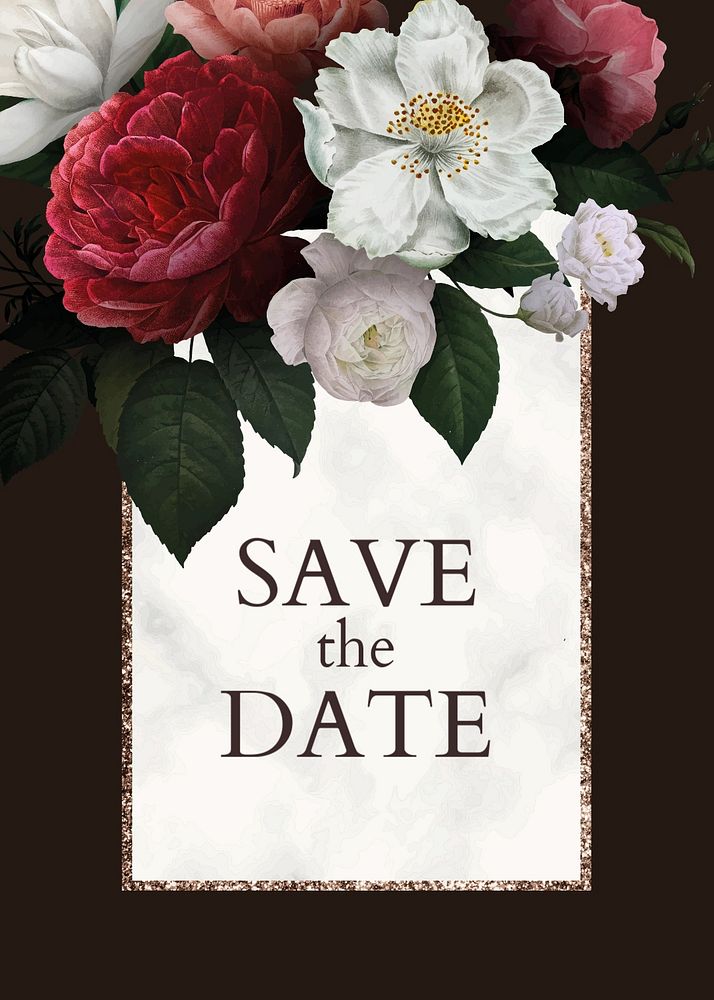 Floral invitation card template, editable text and design