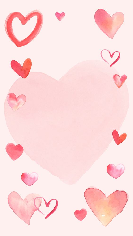 Pink watercolor Valentine's background, editable design