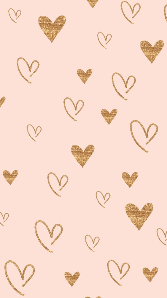 Gold heart pattern background, editable design