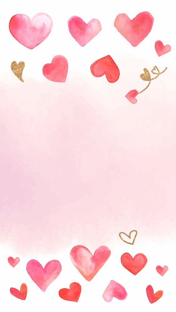 Pink watercolor Valentine's background, editable design