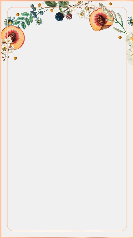 Flower peaches frame iPhone wallpaper, editable design