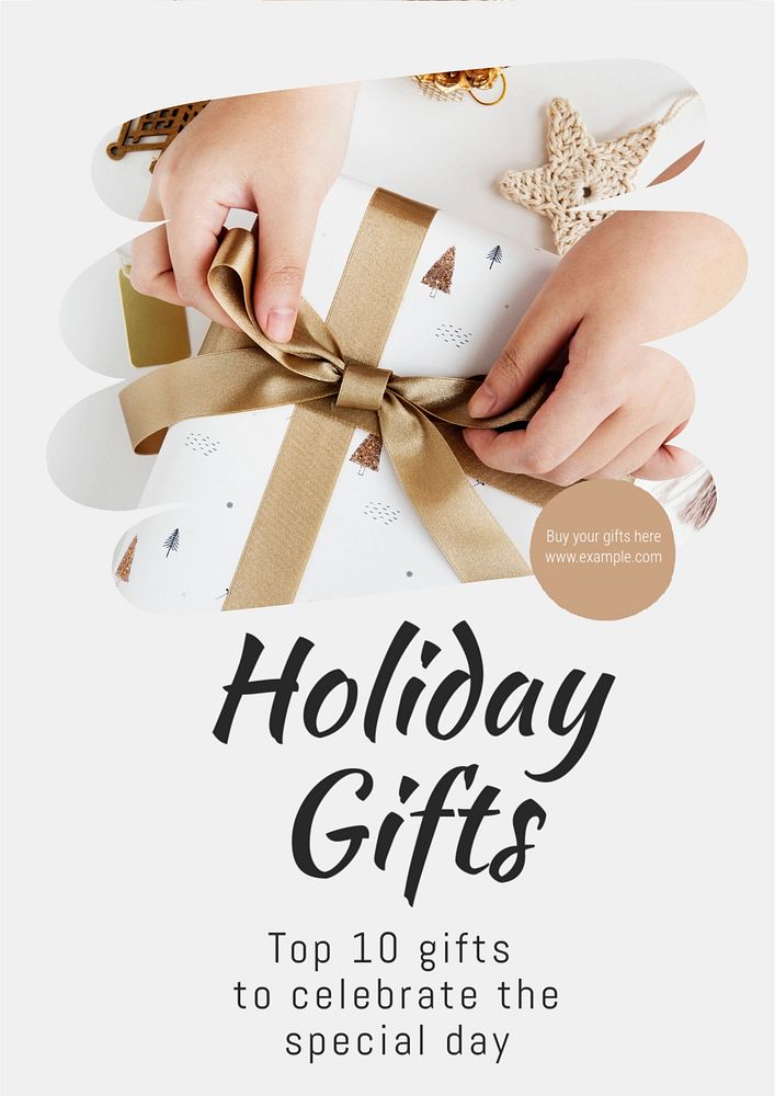 Holiday gifts poster template, editable text and design