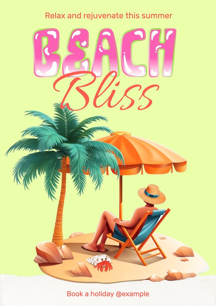 Beach holiday poster template | Premium Editable Template - rawpixel